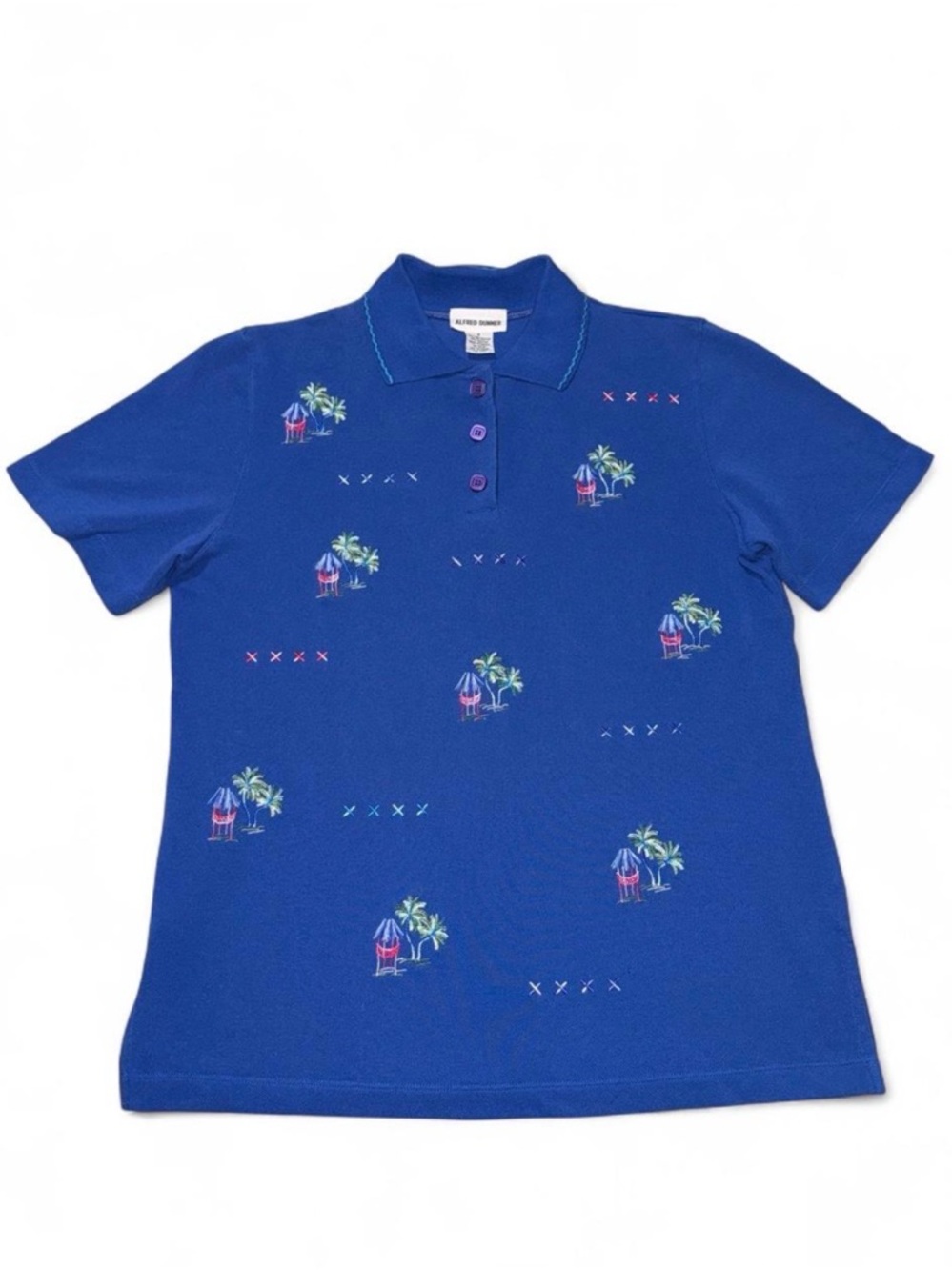 Alfred Dunner Vibrant Blue Knit Button-Up Top